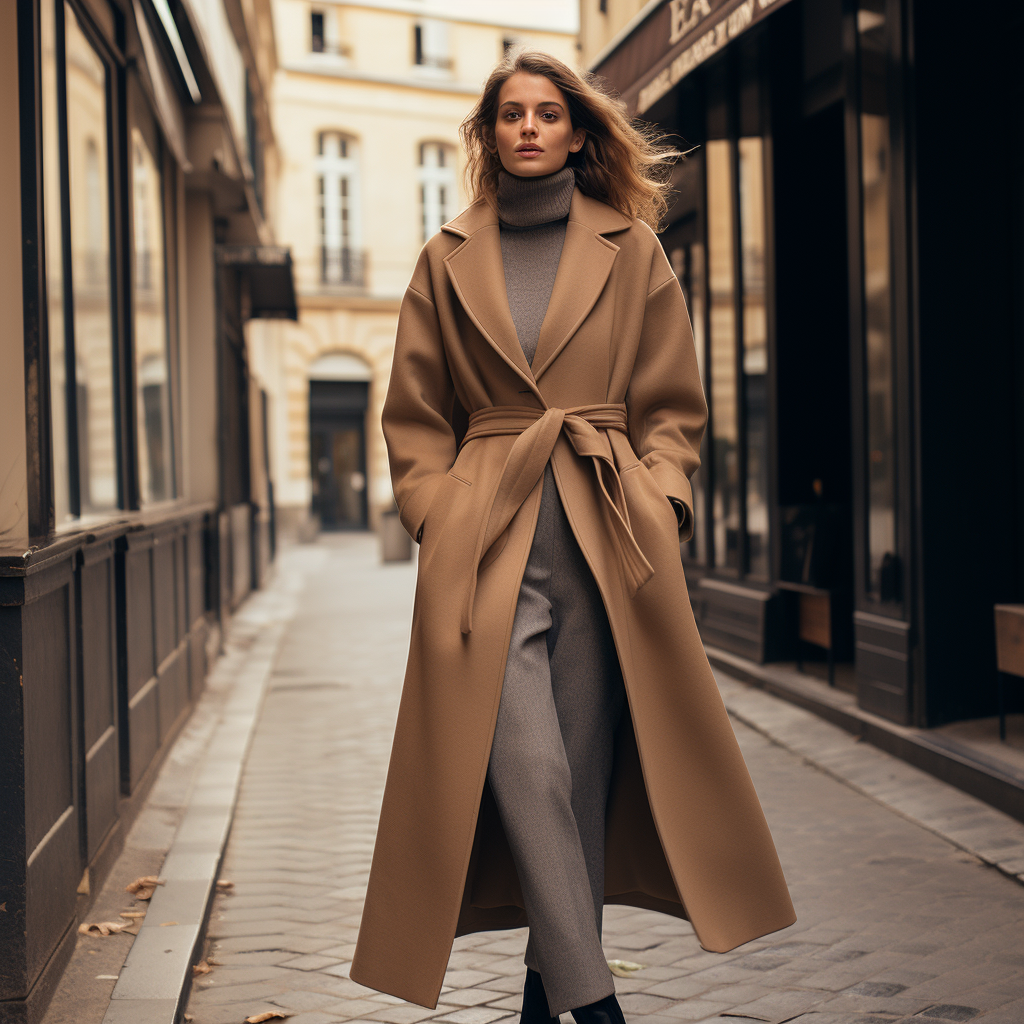 Manteau long et élégant camel